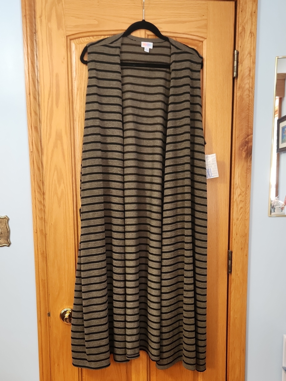 LuLaRoe Striped Joy Duster in Olive and Black